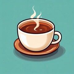 Obraz premium cup of tea icon logo with cartoon illustration