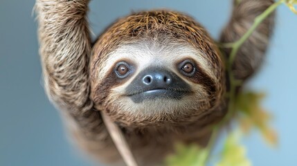 Fototapeta premium Closeup of a hanging sloth