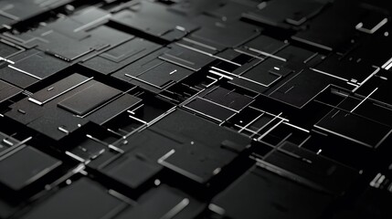 Black and white abstract background with squares for business and technology designs