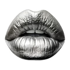 silver lips isolated on white