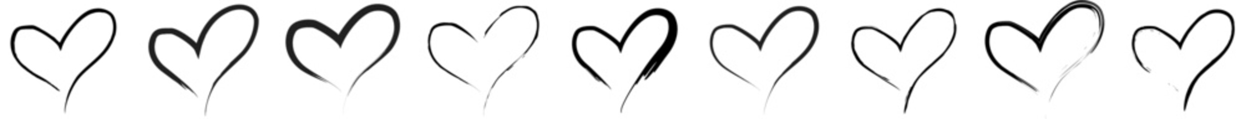 Calligraphic love heart sign icons vector set 