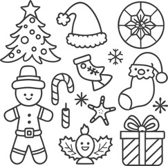 Whimsical Holiday Decor Merry Christmas amp Happy New Year, Christmas ornament and snowflake illustration banne