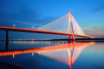 Obraz premium Incheon Twilight: Iconic Bridge in South Korea with Stunning City View
