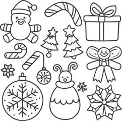 Whimsical Holiday Decor Merry Christmas amp Happy New Year, Christmas ornament and snowflake illustration banne