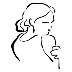 Aesthetic woman png sticker, drawing illustration, transparent background