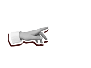 Black and white hand reaches out to a burning light bulb. Modern collage style. Illustration on transparent background