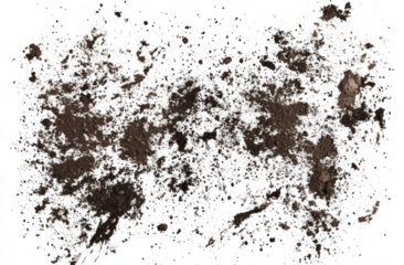 Dirty black soil on a transparent background, 