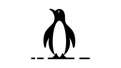 Penguin symbol, black isolated silhouette