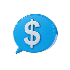 Obraz premium 3D Dollar Sign in a Blue Speech Bubble Stock Photo, dollar icon on metal internet button