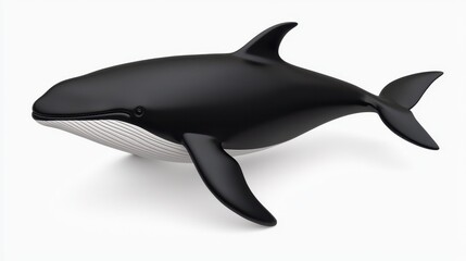 Obraz premium Black Whale 3D Illustration On White Background