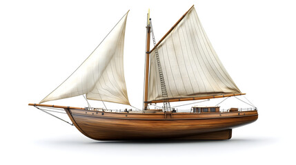 Obraz premium a wooden sailer with white sails