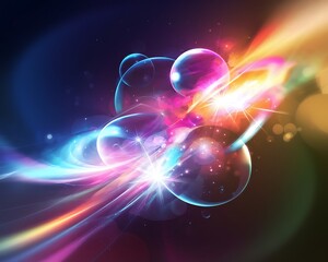 Vibrant Abstract Background with Colorful Lighting and Lens Flare Effects  