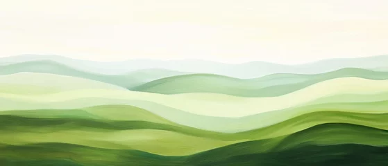 Fototapeten Green landscape with rolling hills, abstract nature background, soft gradients, serene vista, minimalist art, peaceful scenery, nature-inspired design. © felix_brönnimann