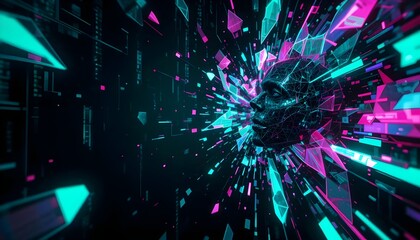 Digital Human Face Reality Breakdown Abstract Technology Background