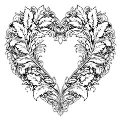 Heart shaped leaf baroque crest wreath