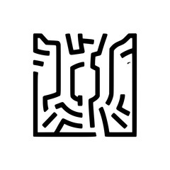 Simplified abstract depiction of a tree, outlined in black, with a square white background.