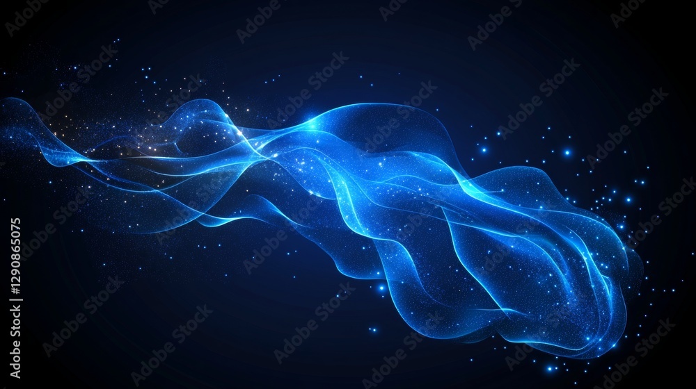 Aufkleber abstract flowing blue light wave design with smooth lines and subtle gradients on dark background