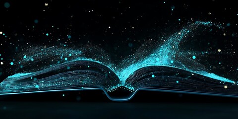 an open book with glowing pages