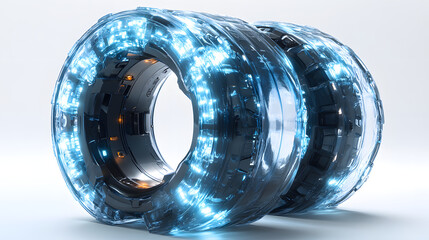 a blue ring with a glowing light inside
