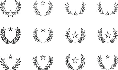 Laurel Wreath Designs Simple Star Award Icons Collection