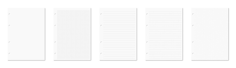 Set of gray sheets binder notebook isolated PNG