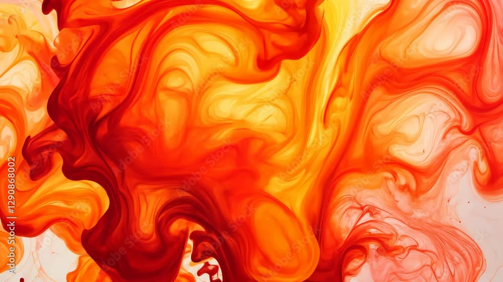 Poster vibrant abstract art with swirling red and orange fluid patterns