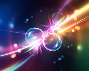Vibrant Abstract Background with Colorful Lighting and Lens Flare Effects  