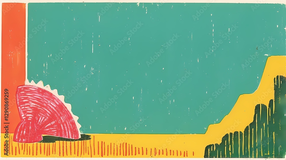 Poster a drawing of a pink object on a green background