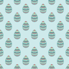 Easter eggs hand drawn style. Seamless vector pattern