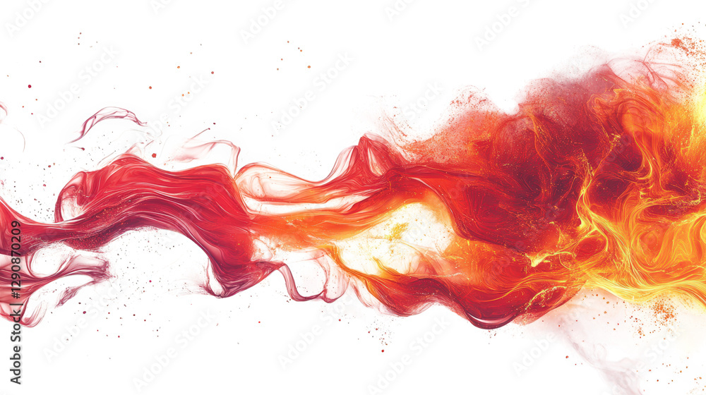Poster vibrant. swirling abstract representation of flames. showcasing a blend of reds. oranges. and yellow