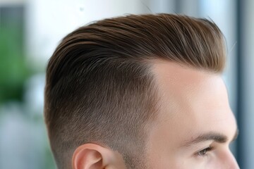Regrowth treatment for hair loss Stylish men's haircut with a fade and textured top.