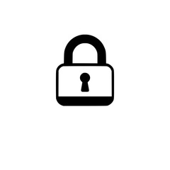 Simple lock icon on a white background, representing security and privacy.