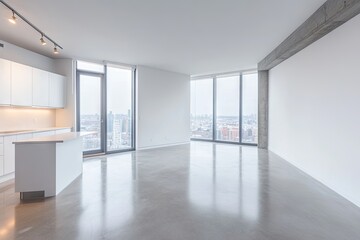 Empty Modern Apartment with City Views