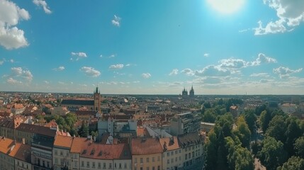 Lublin, Poland: Panoramic View of Historic City and Landmarks in Summer