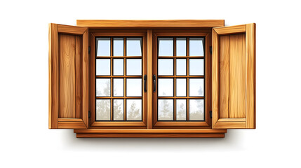a window with wooden frame and glass
