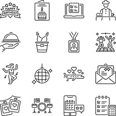 Collection of 16 Linear Events Icons