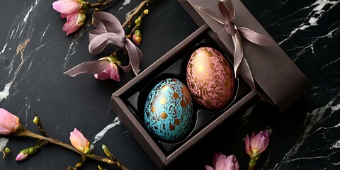 a box of chocolates with different colored chocolates