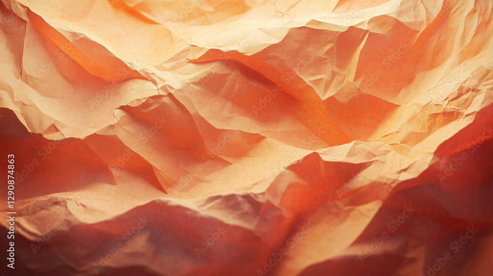 Wall mural textured paper background with a warm orange hue and crumpled details creating a dynamic visual effe
