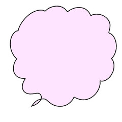 雲みたいな形の吹き出し黒い線ピンク/A bubble in the shape of a cloud Black line pink