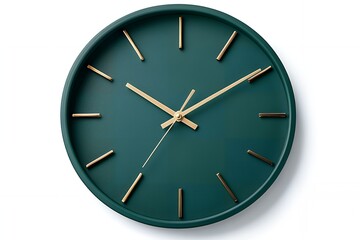 Stylish Teal Green Wall Clock with Gold Accents Modern Home Decor Timepiece