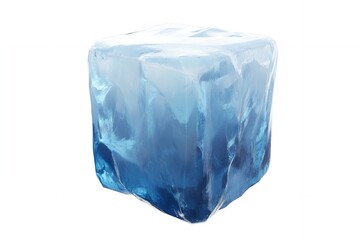 Obraz premium A Single Large Clear Ice Cube Isolated on White Background Perfect for Cold Drink Refreshment Designs