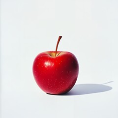 Single Red Apple Isolated on White Background Studio Shot Perfect for Health Food Nutrition and Diet Concepts