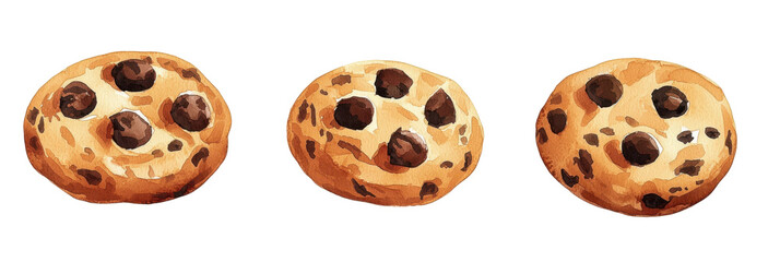 Delicious watercolor cookies bakery food art warm kitchen top view translate background for creative projects