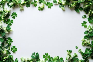 St. Patrick's Day flower frame with shamrock decorations for your message.