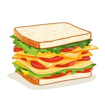 stacked sandwich with cheese, tomato, lettuce clip art preview