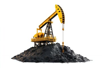 Oil Pump Jack on a Pile of Crude Oil Extraction Energy Industry Resource