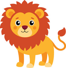 Vector Art Illustration, cute lion cartoon isolated on white