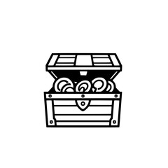 Treasure Chest: A line drawing of a treasure chest filled with coins.
