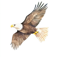 Obraz premium Majestic Eagle Soars High in the Clear Blue Sky Minimalist Isolated Image Capturing the Grace and Freedom of Nature's Most Powerful Bird in Flight