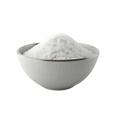 White bowl full of granulated sugar sweet crystals